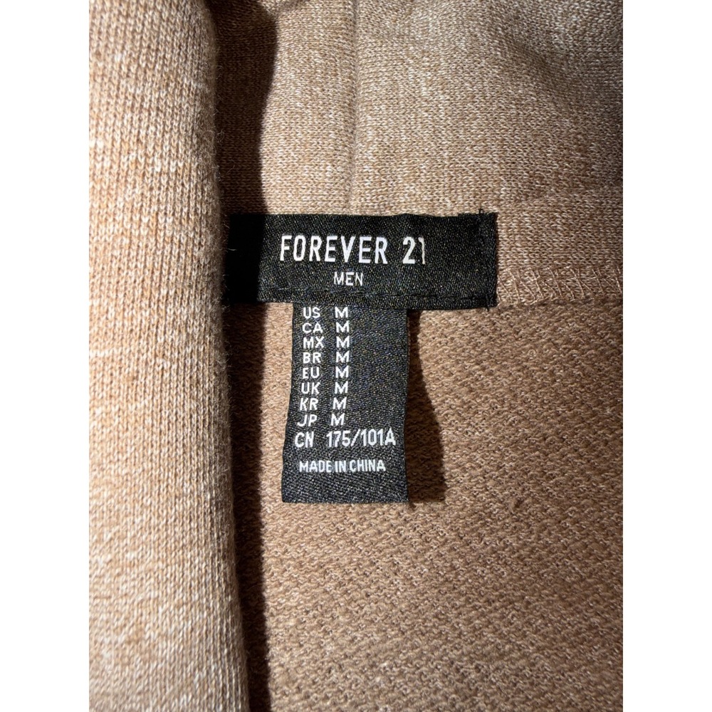 Forever 21 Men Shawl Collar Cardigan Sweater Tan Heather Open Front Medium M - Picture 3 of 3